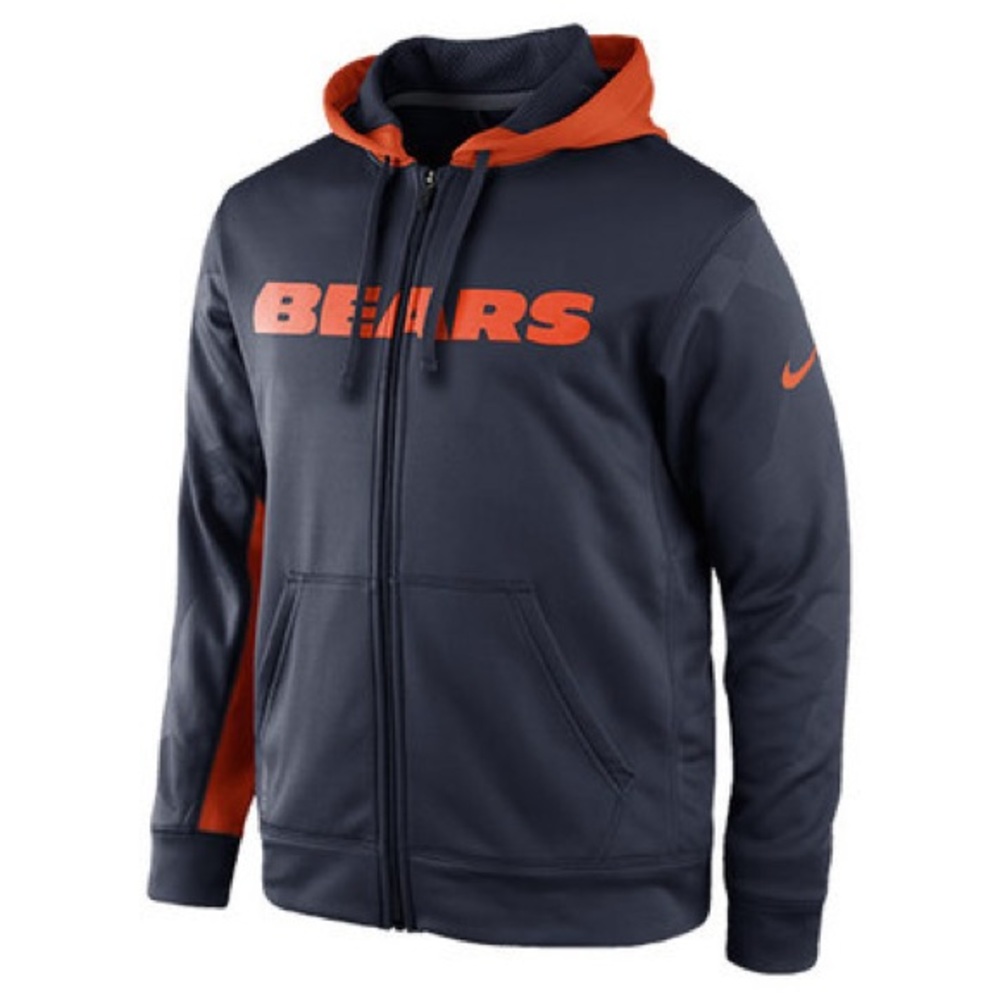 NFL / Therma-Fit Nike Men's Navy and Orange Bears Hoodie Jacket - Picture 1 of 15
